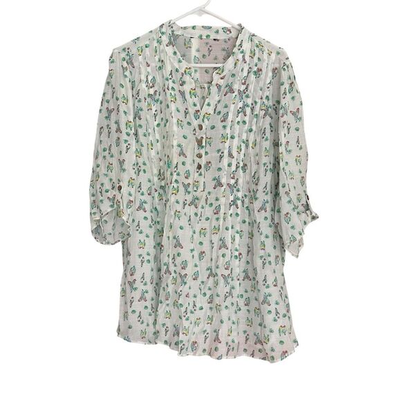 Tops - lightweight Parrot Tropical Print 3/4 Sleeve Blouse P2P 27in